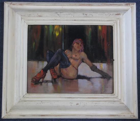 Ken Moroney (b.1949) Pole dancer, 7.5 x 9.25in.